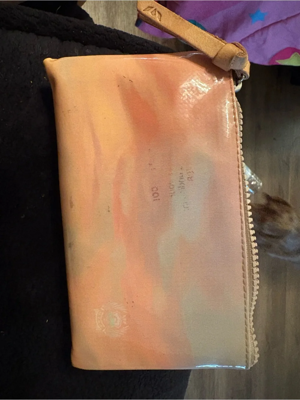 Consuela Peach-Pink Marbled Zip wallet